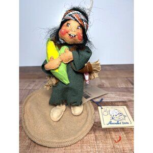 7" Annalee Native American Girl Doll With Corn & Stand 3152